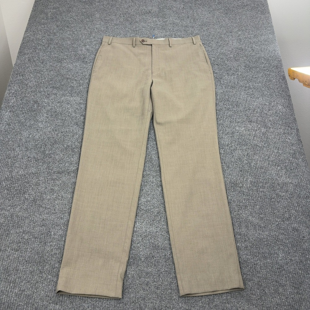 Lauren Ralph‎ Lauren Dress Pants Mens 36 Tan Polyester Blend Flat Front Classic